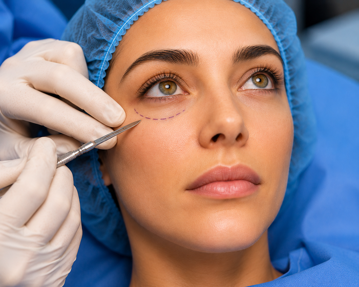 Surgeon consulting a patient about Eye Bag Removal